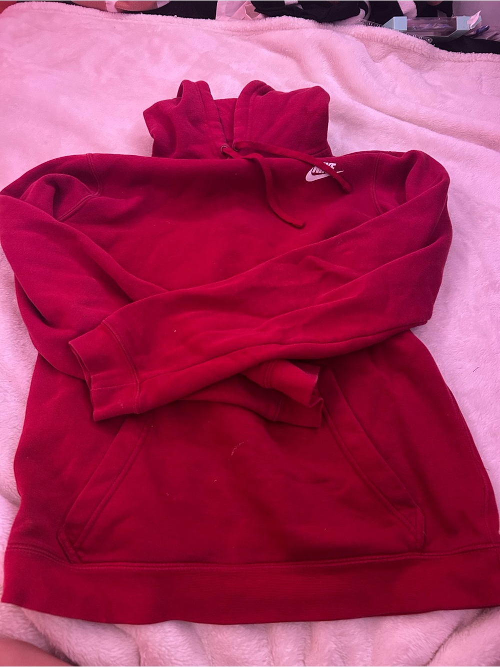 Nike Red Women's Pullover Hoodie with Small Swoosh
